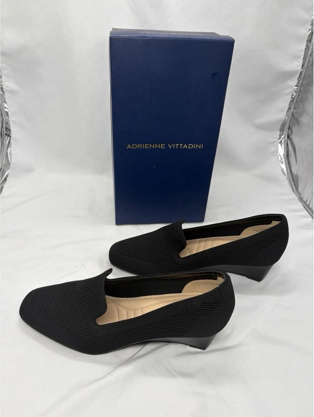 Adrienne Vittadini Picabo Low Wedge Heel Women's Pumps Size 8.5  Black Knit